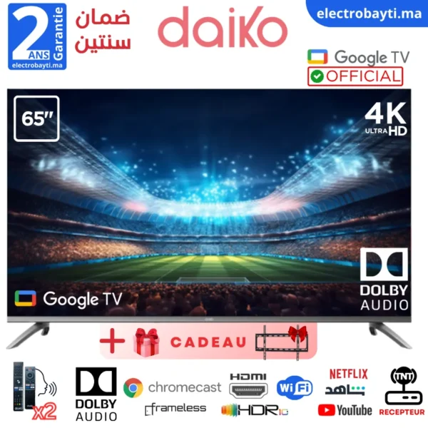 Daiko 65"- Google TV 5.0– 4K UHD, HDR10, Dolby Audio - GLED65AI97DK