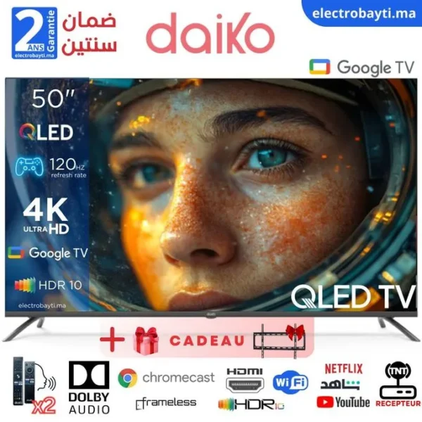 Daiko - 50' QLED Google TV - 4K UHD - HDR10 - 120HZ Gaming -Dolby Audio