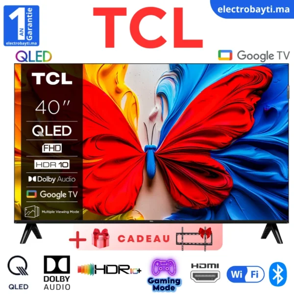 TCL- 40 Smart Tv QLED Full HD Google Tv et Dolby Audio, Design Bezel-less, 40S5K