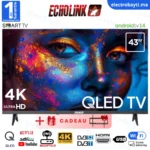 ECHOLINK - 43" - QLED 4K UHD - SMART TV Android 14 - Wi-Fi, Bluetooth, DVB-T2/S2 + Support