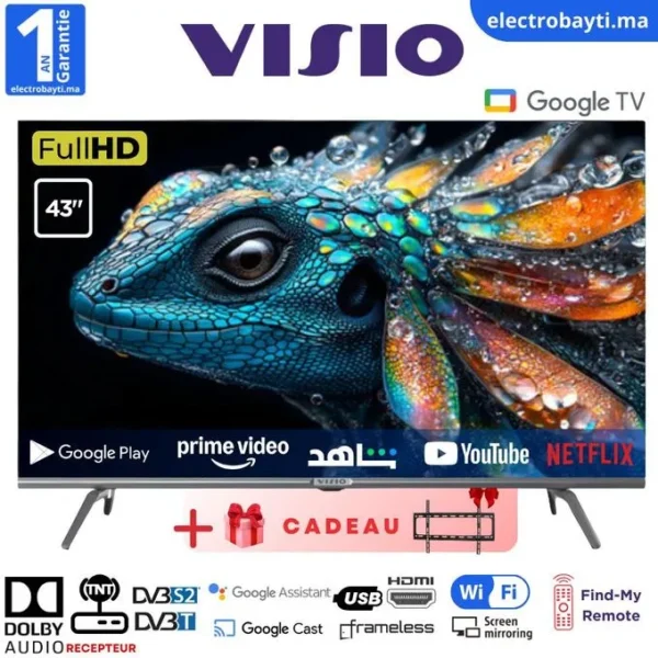 Visio - 43'' Smart TV - Google TV - HD - Dolby audio + Support Mural - 43WV9650EG