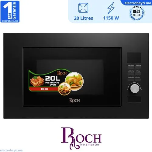 Roch Micro ondes Encastrable - 20L - 1150W - Fonction Grill - Fonction Décongélation