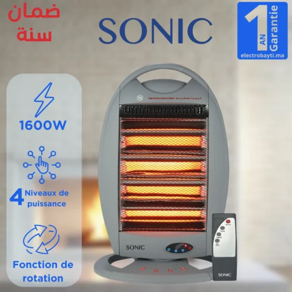 Sonic Chauffage Électrique, 1600W, Chauffage silencieux et Rapide, Chauffage quartz