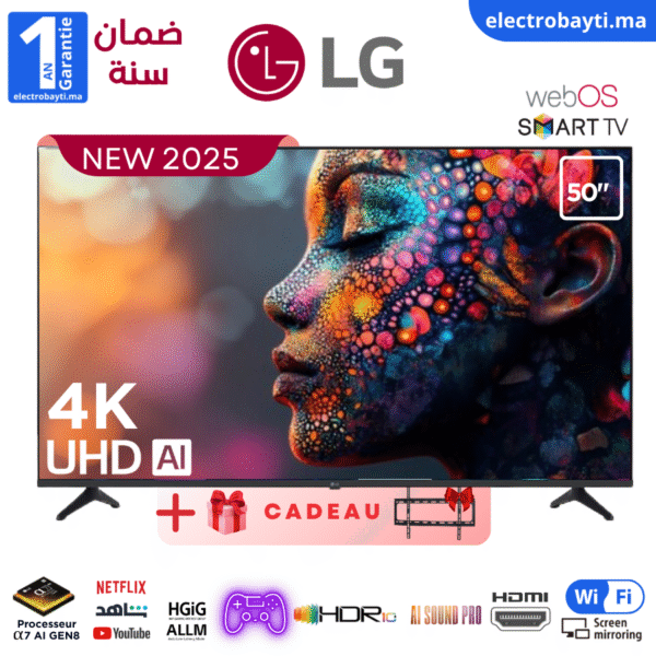 LG - Smart TV 50'' modèle 2025 - UA73 4K Ultra HD - Assistance intelligence artificielle - HDR10 PRO - WebOS25