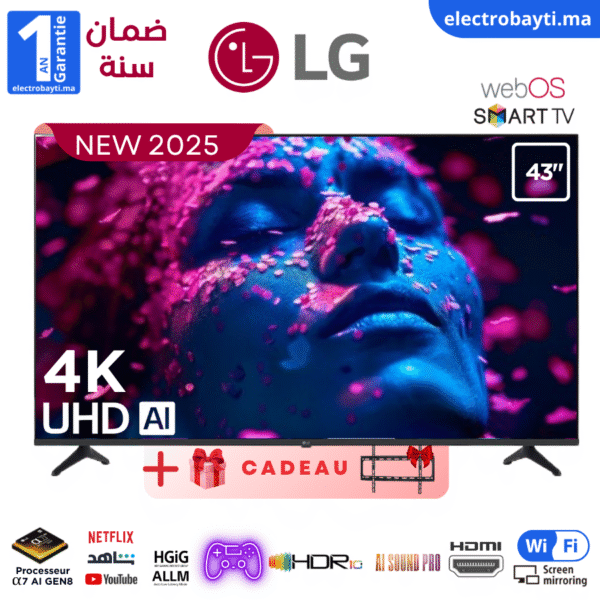 LG - Smart TV 43'' modèle 2025 - UA73 4K Ultra HD - Assistance intelligence artificielle - HDR10 PRO - WebOS25